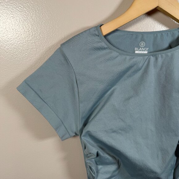 Blanqi Everyday Maternity Cap Sleeve Maternity Dress Size M/L Blue Crew Neck - Picture 5 of 8